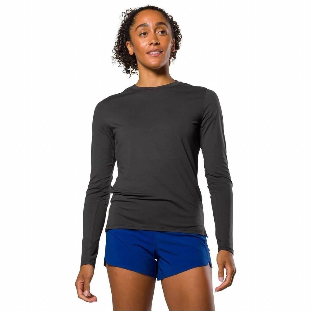 NEW NATHAN SPORTS women's dash long sleeve tee in solid black